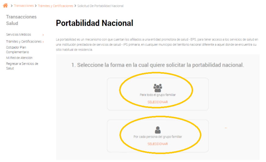 portabilidad eps compensar