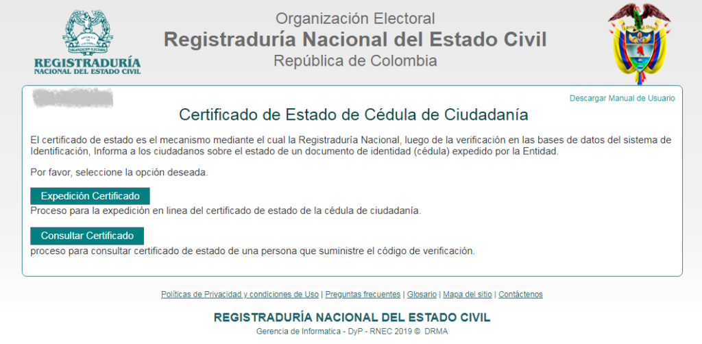 certificado de cedula de ciudadania